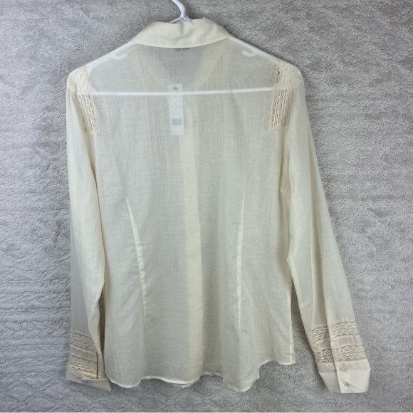 NWT Women's THEORY Alynn Ivory Button Down Shirt Sz L Washed Gauze - Picture 11 of 15